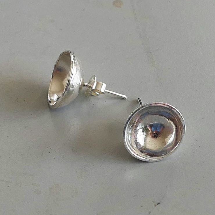 Konkava speglar som örhängen i Silver 925, mindre